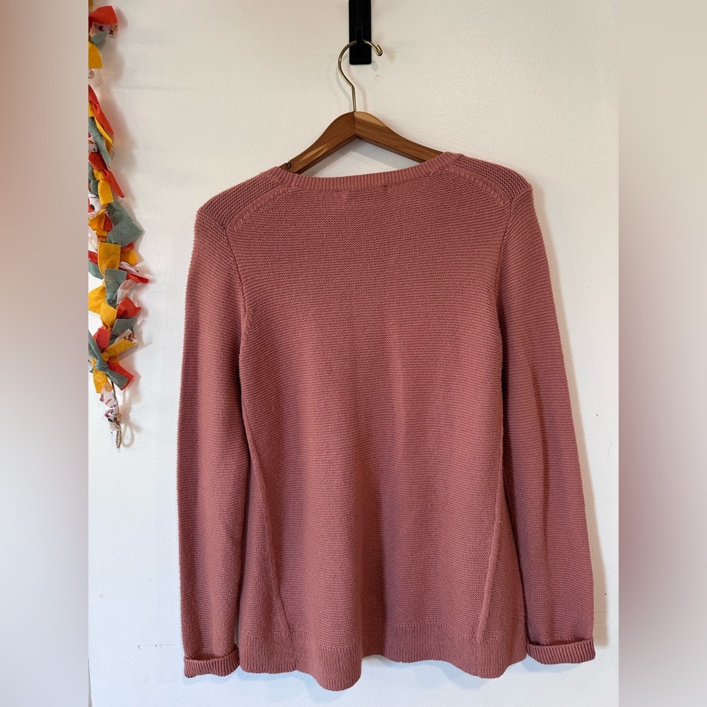 Madewell Riverside Textured Waffle Knit Sweater Mauve Pink Women's Size Medium - Picture 6 of 6